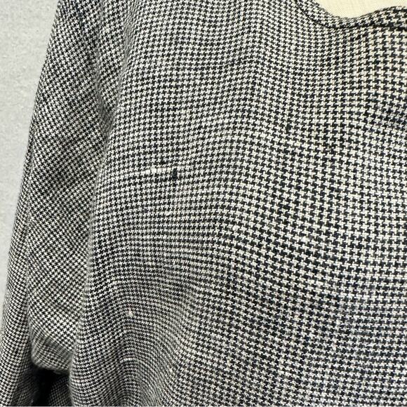 Vintage 80s linen lagenlook midi shift oversized dress houndstooth size small - Picture 5 of 16